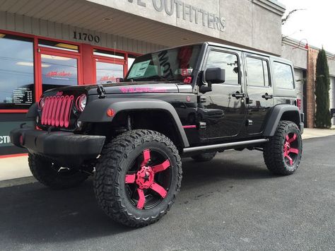 Awesome Jeep 2017: Image result for Pink Jeep Wrangler... Trucks & Jeeps Check more at http://carboard.pro/Cars-Gallery/2017/jeep-2017-image-result-for-pink-jeep-wrangler-trucks-jeeps/ Jeep With Pink Accents, Jeep Decorations Interior, Pink Jeep Wrangler, Black Jeep Wrangler, Custom Jeep Wrangler, Pink Jeep, Jeep Ideas, Jeep Wrangler Accessories, Black Jeep