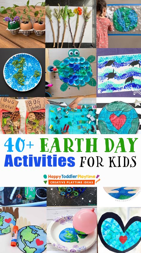 40+ Awesome Earth Day Activities & Crafts for Kids - Happy Toddler Playtime Nature, Earth Day Daycare Activities, Earth Day Practical Life, Pre-k Earth Day Activities, Earth Day Arts And Crafts For Toddlers, Earth Day Montessori Activities, Earth Day With Toddlers, Earthday Art Toddlers, Earth Toddler Activities