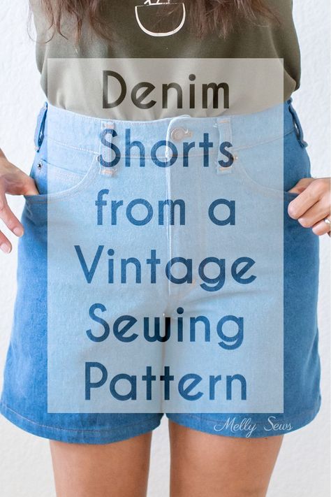 DIY Jean Shorts from a Vintage Sewing Pattern - Melly Sews Upcycling, Diy Denim Shorts, Diy Jean Shorts, Jeans Pattern, Shorts Sewing Pattern, Melly Sews, Shorts Sewing, Sewing Jeans, Shirt Hacks