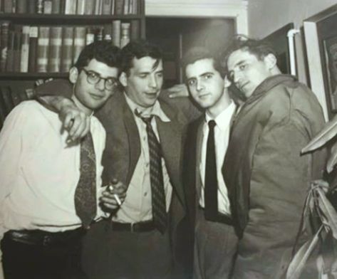 (L-R) Allen Ginsberg, Jack Kerouac, unknown man, Neal Cassady Jack Kerouac And Neal Cassady, Writers And Poets, Neal Cassady, William Burroughs, Kill Your Darlings, Allen Ginsberg, Beat Generation, Jack Kerouac, In Another Life