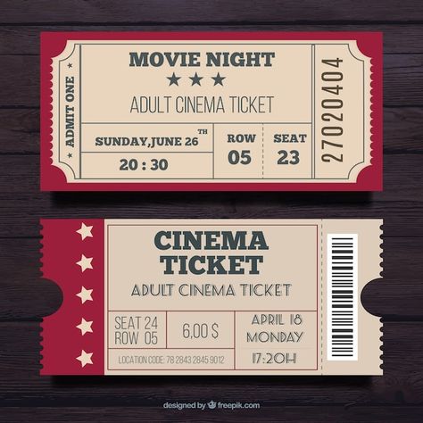 Vintage Movie Ticket, Template Tiket, Ticket Cinema, Movie Ticket Template, Kino Box, Deco Cinema, Cinema Party, Movie Ticket, Vintage Ticket