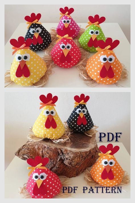 Sitting Chicken Sewing Pattern Easy Chicken Sewing Pattern, Rooster Sewing Pattern, Diy Fabric Chicken Pattern, Stuffed Chicken Pattern Sewing, Rooster Pin Cushion Pattern, Cloth Chicken Pattern, Stuffed Chicken Sewing Pattern Free, Sewing Chicken Pattern, Stuffed Chicken Sewing Pattern