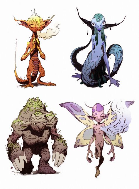 ArtStation - Salamander, undine, kobold and sylph, Alexander Davtyan Fictional Disease Art, Mtg Art, Fantasy Beasts, Animation Art Character Design, Fantasy Creatures Art, Monster Design, Dope Art, Creature Concept, Magical Creatures