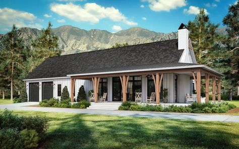 Barndominium House Plan - 3 Bedrooms, 2 Bath, 1878 Sq Ft Plan 50-542 Barndominium House, Barn Plan, Barndominium Plans, Barn Style House Plans, Pole Barn House Plans, House Plans 3 Bedroom, Ranch House Plan, Barndominium Floor Plans, Farmhouse Style House Plans