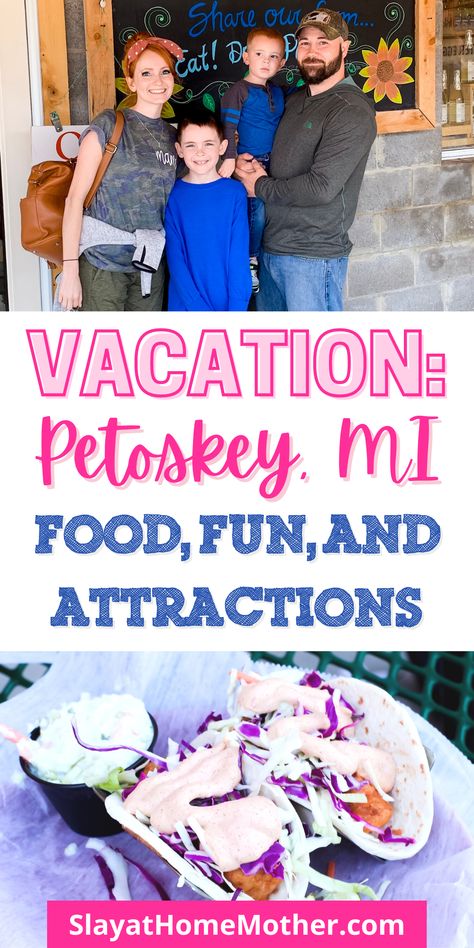 Explore the town of Petoskey, MI with our family of four during our recent family vacation - including museums we toured, attractions, boat rides, finding Petoskey stones, restaurants, and more! #petoskeystone #petoskey #slayathomemother #petoskeymi Michigan Travel Destinations, Travel Michigan, Petoskey Michigan, Upper Peninsula Michigan, Best Italian Restaurants, Michigan Road Trip, Michigan Vacations, Kids Fishing, Michigan Travel