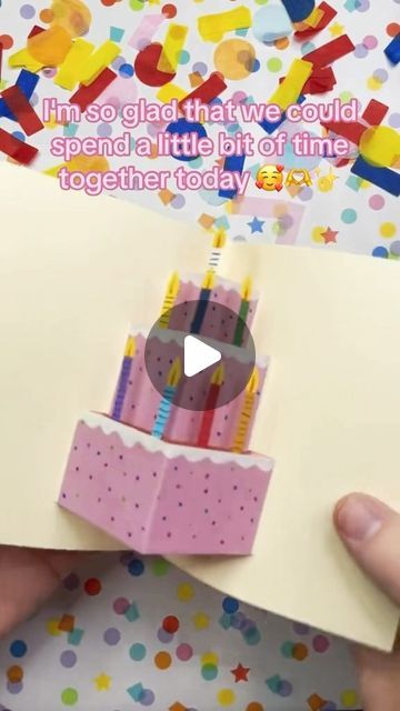 Birthday Card From Preschooler, How To Make A 3d Birthday Card, Handmade Bday Card Ideas, Paper Birthday Crafts, How To Make A Pop Up Birthday Card, How To Make A Paper Cake, Cake Craft Paper, How To Make 3d Birthday Cards, Diy Birthday Card For Son