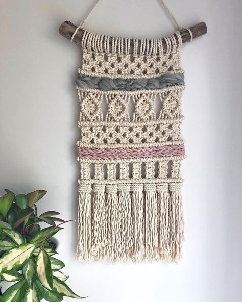 Macraweave Wall Hanging, Diy Macrame Wall Hanging, Weaving Wall Hanging, Macrame Wall Hanging Diy, Blush And Grey, Macrame Wall Hanging Patterns, Wall Hanging Diy, Macrame Patterns Tutorials, Macrame Wall Art