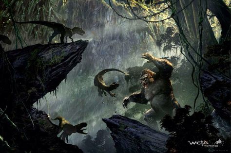 Kong on Skull Island Skull Island Art, Workshop Design Studio, Weta Workshop, Skull Island, Workshop Design, Great Ape, Kaiju Monsters, Island Art, Fictional World