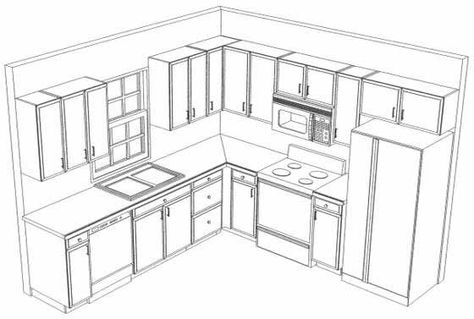 Kitchen Layout    When it comes to microscopic kitchen layouts, you tally to experience and believe its commodity principles to be healthy t... Small Kitchen Floor Plans, L Shape Kitchen Layout, Small Kitchen Design Layout, Kitchen Layouts With Island, Kitchen Cabinet Layout, Kabinet Dapur, Kitchen Layout Plans, Small Kitchen Layouts, Kitchen Floor Plans