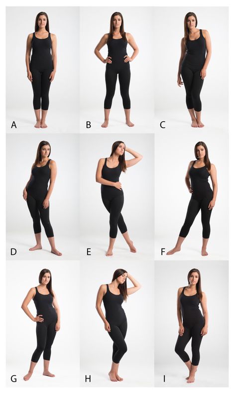 This chart shows nine poses that are common for female full-body posing. Pose Mode, Women Standing, Lighting Photography, Drawing Body Poses, Figure Drawing Poses, Siluete Umane, Poses Women, Pose Fotografi, People Poses