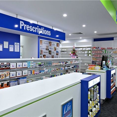 Awesome Modern Retail Pharmacy Interior Design #007 2 Pharmacy Store Front Design, Retail Shop Interior Design, Pharmacy Interior Design, Store Layout Design, Store Counter Design, Pharmacy Interior, Retail Pharmacy, Mobile Shop Design, Interior Design Store