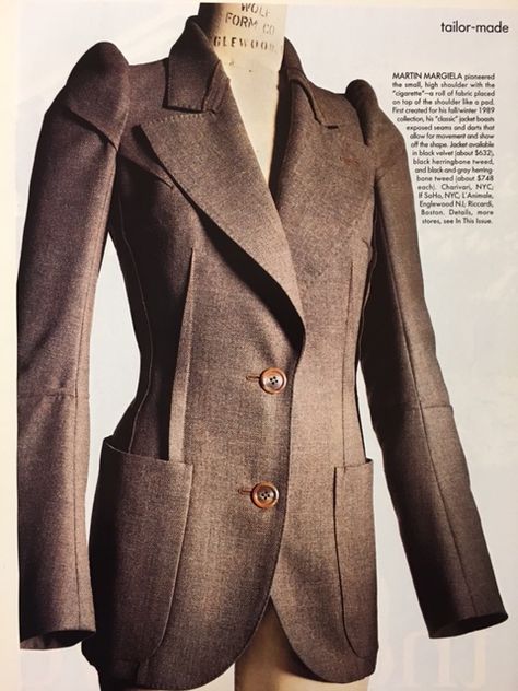 martin margiela 1980s Mad Men, Couture, Deconstruction Fashion, Tailored Jacket, Tailored Suits, Martin Margiela, Mode Fashion, Fashion History, Minimal Fashion