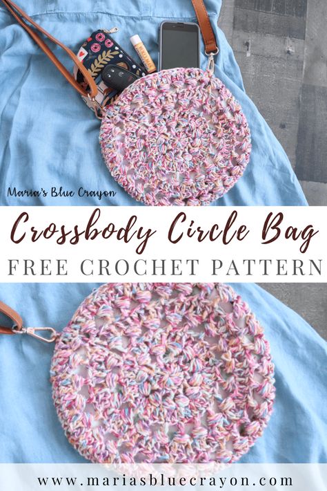 Crossbody Purse Crochet, Amigurumi Patterns, Crochet Circle Crossbody Bag, Quick Crochet Bags Easy Patterns, Chunky Yarn Crochet Bag Free Pattern, Crochet Circular Bag, Free Crochet Crossbody Purse Patterns, Crochet Boho Crossbody Bag Pattern Free, How To Line Crochet Bag