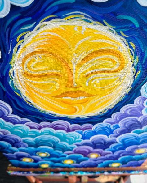 A golden moon rises, embraced by clouds of deep blue and purple, casting a spell of serenity. Let this painting remind you of ancient magic that dances in the night. #celestialart #cosmicconnection #cloudscape #yegartist #maximalistart #maximalistinteriors #canadianartist #emergingartist #fullmoonenergy #fullmoonvibes #flowermoon Casting A Spell, Ancient Magic, Maximalist Art, Golden Moon, Ancient Paintings, Celestial Art, Moon Rise, Canadian Artists, Emerging Artists