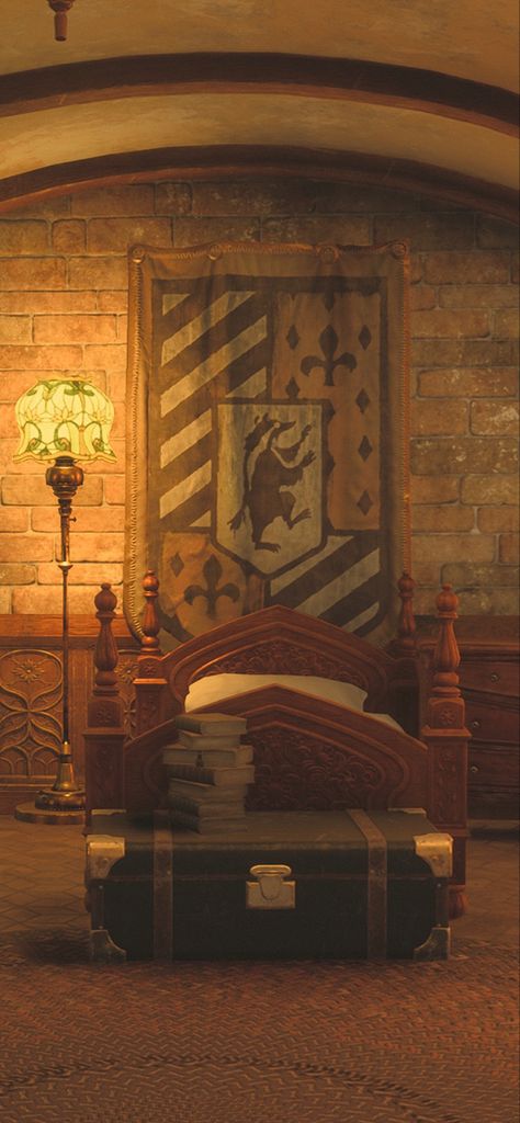 Harry Potter Hufflepuff Common Room, Harry Potter Dorm Room Ideas Shifting Hufflepuff, Hufflepuff Aesthetic Common Room, Hogwarts Legacy Dorm Rooms, Hogwarts Aesthetic Hufflepuff Common Room, Hogwarts Dorm Room Hufflepuff, Huffelpuf Common Room, Hufflepuff Common Room Wallpaper, Hufflepuff Common Room Bedrooms