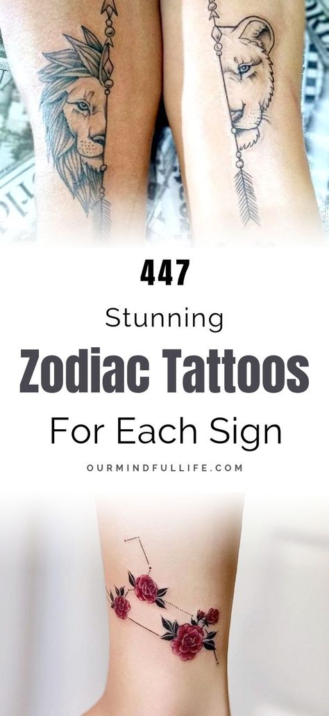 Tattoo Ideas For Zodiac Signs, Zodiac Signs Virgo Tattoo, Sagittarius Aquarius Tattoo, Zodiac Sister Tattoos, February Zodiac Sign Tattoo, Couple Zodiac Signs Tattoo, Pisces And Sagittarius Tattoo Together, Tattoo Ideas Astrology Virgo, June Zodiac Sign Tattoo