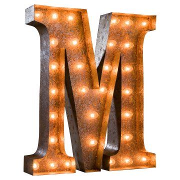 Vintage Marquee Light - M Upcycling, Vintage Marquee Lights, Eclectic Lighting, Lighted Marquee Letters, Vintage Letters, Vintage Marquee, Marquee Lights, Light Letters, Steel Sculpture