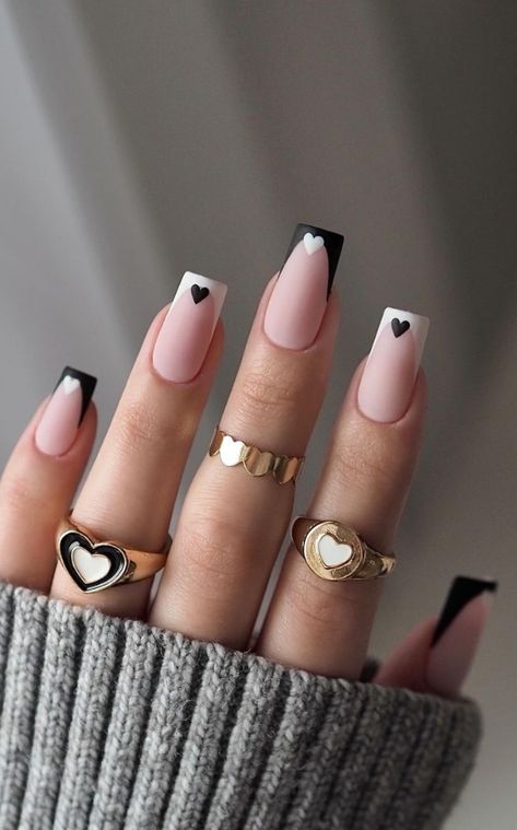 Check out these 30 chic black and white nail designs that make a statement! From french tips to geometric patterns, there's something for you. Whether you prefer gel, acrylic, or natural nails in short square, almond, or coffin shapes - we've got ideas for you. Discover the timeless beauty of black and white nails with simple yet cute designs that are sure to elevate your aesthetic. Find your perfect black and white nail inspo here! Plus: that girl nails, glow up nails, nails 2024 Nail Shapes Square, Black And White Nail, Black French Nails, Black And White Nail Designs, White Gel Nails, Black White Nails, Crazy Nail Designs, Evil Eye Nails, White Coffin Nails