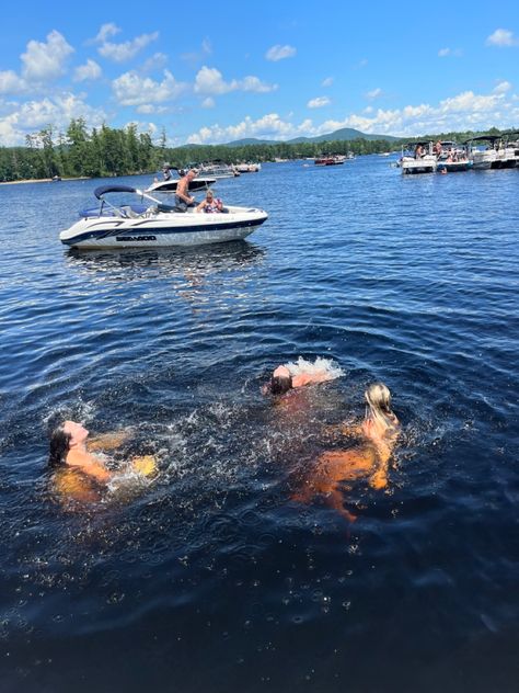 new hampshire, new england, lake days, swimming, aesthetic, summer Bariloche, Lake Floating, Swimming In The Lake, Swimming Aesthetic, Camp Chairs, Lake Swimming, Summer Boats, Friends Nature, Lake Days