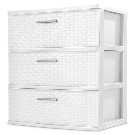 Not available Buy Sterilite Plastic 3 Drawer Wide Weave Tower White at Walmart.com College Dorm Rooms, Plastic Storage Drawers, Drawer Cart, Bedroom Organization Storage, Utility Storage, Plastic Drawers, Storage Towers, Drawer Unit, Cabinets Organization