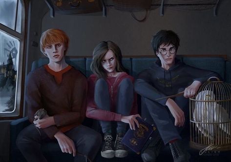 Harry Potter Animation, Golden Trio Harry Potter, Harry Potter Animated, Hermione Granger Fanart, Fanart Harry Potter, Harry Potter Art Drawings, Harry Potter Ron Weasley, Tapeta Harry Potter, Harry And Hermione