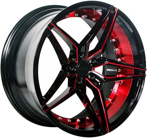 AC Wheels AC01 | Staggered 20 Inch Rims Fits Most Sedans, Coupes, and SUVs - Concave Rim Wheel [HIGH-QUALITY BUILD]: Made of durable aluminum, this set of 4 staggered AC Wheels AC01 rims not only enhances the appearance of your car but is also designed to last. Each rim has a clean gloss black red inner finish which gives it a classy, aggressive look and helps reduce the appearance of dirt, dust, and debris. [LUXURIOUS DESIGN]: Upgrade the look and presence of your car with these intricately 20 Inch Rims, Rims For Sale, Chrome Rims, 20 Inch Wheels, Rims And Tires, Rims For Cars, Wheel And Tire Packages, Aftermarket Wheels, Black Rims