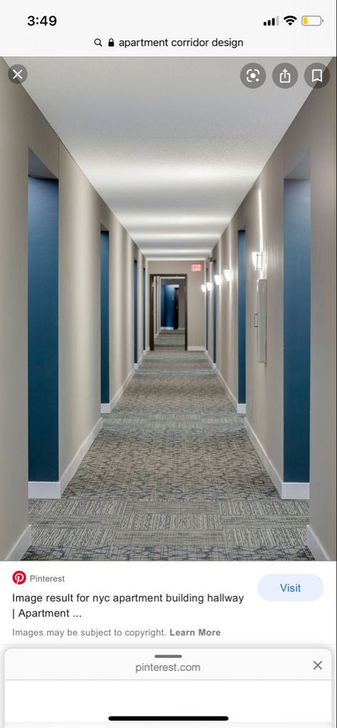 Apartment Lobby Design, Apartment Building Hallway, Building Hallway, Hallway Interior Design, Apartment Corridor, Hallway Interior, Interior Design Hallway, Hallway Paint, Apartment Painting