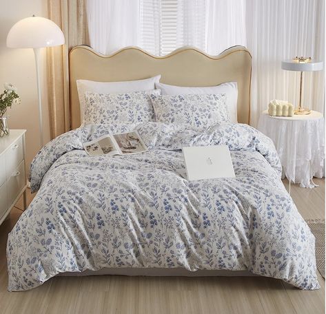 Coastal Cowgirl Bedding, White Duvet Cover King, Blue And White Comforter, Cowgirl Room, Cowgirl Decor, Floral Print Bedding, Duvet Covers Floral, Boho Duvet Cover, Floral Bedding Sets
