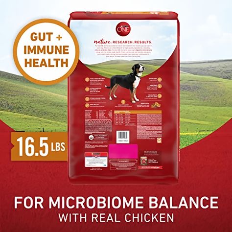 Purina ONE's SmartBlend Chicken and Rice Formula features real chicken as the first ingredient, blended with other high-quality protein sources to help support strong muscles and a healthy heart. Chicken is tastefully rich in protein and blends well with grains and other ingredients to create a complete protein profile. A dual defense antioxidant blend of vitamins E and A joins forces with zinc and selenium to promote a healthy immune system and a radiant coat. By choosing smart ingredients that work together, SmartBlend provides a 100% complete diet and helps support your dog's whole body health. Real chicken as the first ingredient blended with other high-quality protein sources helps support strong muscles and a healthy heart Omega-6 helps give your dog a radiant coat and healthy skin N Fiber For Dogs, Lamb And Rice, Chicken Dog Food Recipes, High Protein Dog Food, Puppy Formula, Purina One, Dog Vitamins, Chicken And Brown Rice, Chicken For Dogs