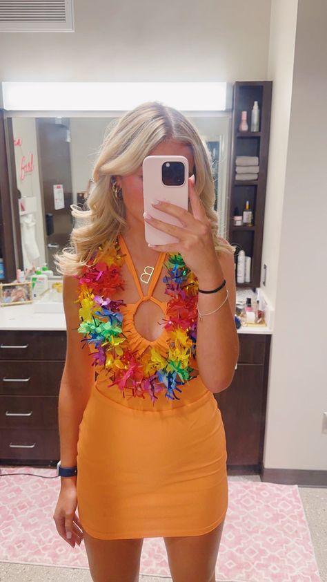 Hawaiian Party Outfits Women, Tropical Birthday Party Outfit, Island Theme Outfit, Tiki Theme Party Outfit, Beach Theme Party Outfit College, Hawaiian Theme Outfit Women, Luau Party Ideas For Adults Outfit, Tiki Outfit Women, Hawian Outfits Party