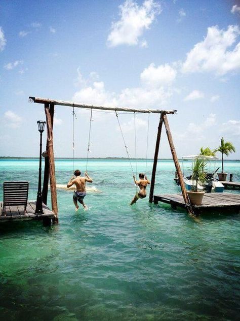 Swing over water Gili Trawangan, Tahiti, Bacalar Lagoon, Haus Am See, Vacation Days, Travel Bucket, Dream Vacations, Vacation Spots, Beach Life