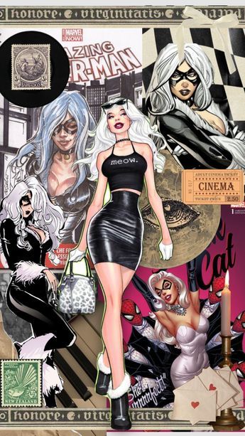 Black Cat Marvel Outfit, Black Cat Energy Aesthetic Outfit, The Black Cat Marvel, Black Cat Marvel Comic, Black Cat Aesthetic Marvel, Black Cat Marvel Wallpaper, Black Cat Oc, Marvel Panels, Marvel Black Cat