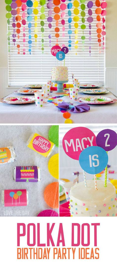 Polka Dot Party Ideas by Lindi Haws of Love The Day Polka Dot Party Theme, Polka Dot Birthday Party, Birthday Banner Template, Polka Dot Theme, Birthday Backdrops, Polka Dot Birthday, Polka Dot Party, Birthday Party Decorations Diy