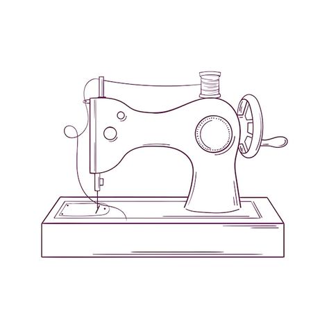 Couture, Sewing Machine Outline Drawing, Sewing Machine Tattoo, Sewing Machine Drawing, Sewing Logo Design, Sewing Clipart, Machine Logo, Recycle Old Clothes, Old Sewing Machine