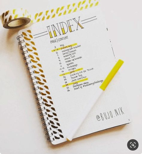 An Eye Catching Collection of Bullet Journal Key Page Ideas & Bullet Journal Index Page Ideas for your bujo inspiration. They will give you simple ideas & examples on how to set up a key and index for your own journaling codes, layouts, writing, and productivity in 2020. #Bulletjournalkeyideas #bulletjournalkeylayout #bulletjournalindex #bulletjournalindexideas Index Ideas, First Page Of Project, Bullet Journal Index Page, Bullet Journal Index, Cover Page For Project, Journal Key, Notebook Inspiration, Project Cover Page, Organizator Grafic