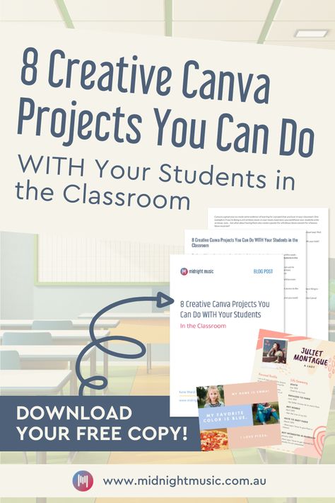 The theme of this month and next month on this blog is all about creating teaching resources, but this week – we thought we’d do a fun twist and focus on projects that you can do using Canva WITH your students in the classroom.  #canva #canvaforeducators #teachers #teachingresources #classroomresources #canvaforteachers #classroom Canva In Classroom, Canva Lesson Plans, Canva School Projects, Canva For Students, Canva For Education, Canva In The Classroom, Canva Project, Canva Creations, Technology Lesson Plans
