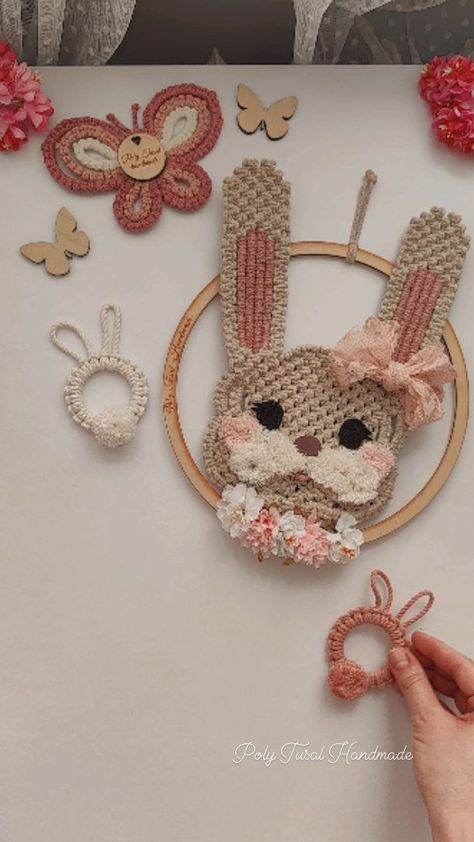 Poly Tusal Handmade | Macrame Pattern Designer | Macrame Bunnies🐰🐇 For Beginners and Advanced 💖 . . . . . . . . . . #macramé #macramebunny #macramerabbit #macramebutterfly #macramechicken… | Instagram Mac, Rabbits, Easter Crafts, Nursery, Macramé, Macrame Nursery, Macrame Patterns Tutorials, Handmade Macrame, Macrame Patterns