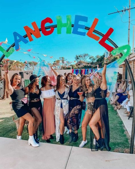 12 Festival-themed Garden Party Ideas to Free Your Spirit 2 Elrow Party Theme, Bonnaroo Birthday Party, Festival Themed Garden Party, Fest Themed Party, 21st Birthday Festival Theme, Garden Festival Party Ideas Diy, Festival Ideas Party, Bachella Party Ideas, Coachella Themed Hens Party