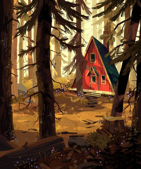 Check out this @Behance project: “A Cabin in the Woods” https://www.behance.net/gallery/49374435/A-Cabin-in-the-Woods Kunst Inspo, Kim Smith, A Cabin In The Woods, 동화 삽화, Arte Peculiar, Dream Painting, A Cabin, Arte Inspo, Cabin In The Woods