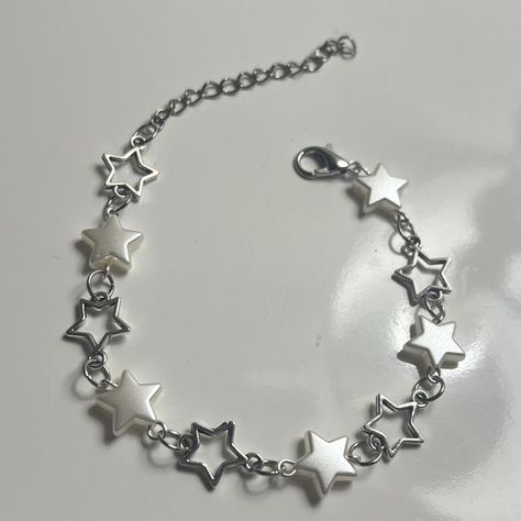 Star bracelet ⭐️ Made wit stainless steel jump rings... - Depop Cute Star Bracelet, Diy Star Accessories, Star Bracelet Bead, Star Beads Bracelet, Star Bead Bracelet, Star Beaded Bracelet, Star Bracelets, Silver Star Bracelet, Star Jewellery