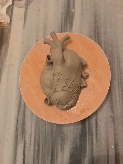 Quotes On Clay Art, Diy Anatomical Heart, Ceramic Art With Meaning, Memorial Clay Ideas, Clay Heart Sculpture, Heart Clay Sculpture, Heart Sculpture Clay, Heart Clay Art, Clay Sculpture Aesthetic