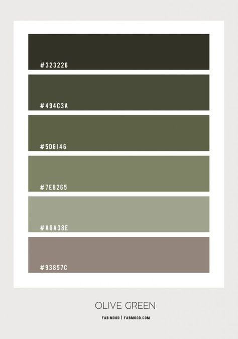 Olive green bedroom color scheme Olive Green Colors Palette, Olive Color Bedroom, Olive Palette Colour Schemes, Green Shades Aesthetic, Olive Green Color Pallete, Green Olive Palette, Olive Green Colour Scheme, Olive Green Color Palette Colour Schemes, Colour Palette Olive Green