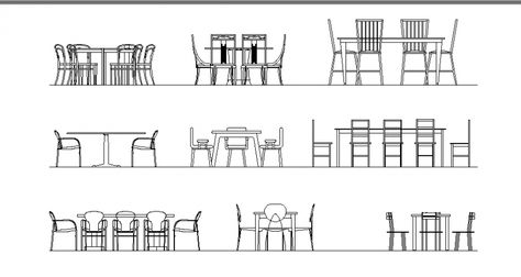 Dining area furniture multiple dining table cad blocks details dwg file Croquis, Dining Room Elevation, Dining Table Section Drawing, Dining Table Elevation, Dining Table Drawing, Furniture Elevation, Table Sketch, Bohemian Style Interior Design, Cafeteria Table