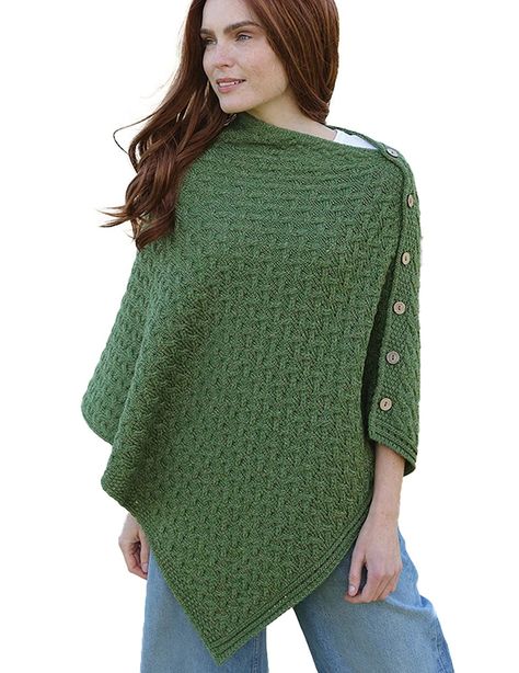 Irish Knitwear, Crochet Tee, Elegant Wear, Country Clothing, Ladies Poncho, Wool Poncho, Poncho Cape, Fine Yarn, Wool Knit