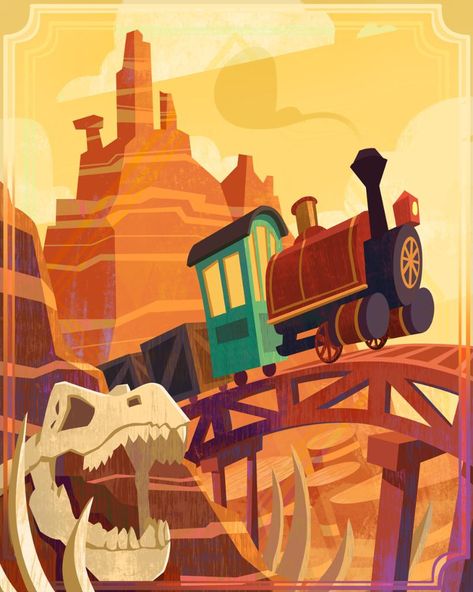 Ride Drawing, Big Thunder Mountain Railroad, Thunder Mountain Railroad, Vintage Disney Posters, Happy 40th Anniversary, Big Thunder Mountain, Disneyland Rides, Thunder Mountain, Disneyland California Adventure