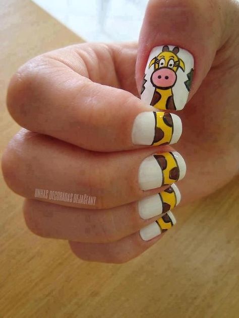 Giraffe Nails, Emoji Nails, Animal Nail Art, Diy Ropa, Animal Nails, Nagel Inspo, Cat Kuku, Cute Nail Art, Funky Nails