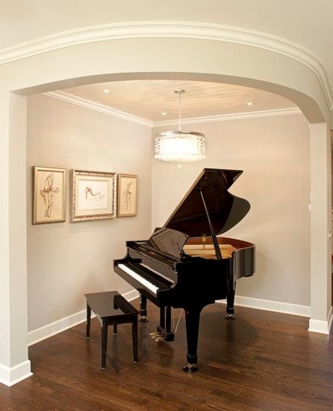 Piano Nook, Grand Piano Living Room, Piano Room Design, Grand Piano Room, Small Piano, Piano Room Decor, Piano Living Rooms, Baby Grand Piano, Home Music Rooms