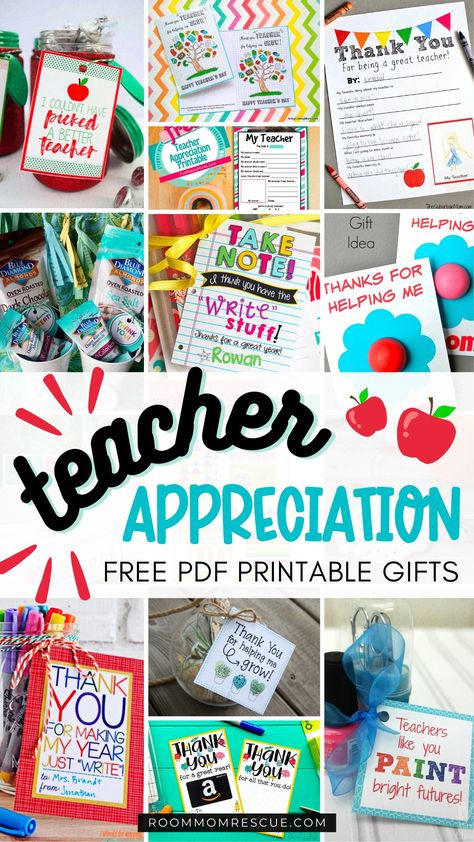 We all know our teachers deserve so much. Honor them and thank them for helping us raise our children with these 15 teacher appreciation printables. Thank you teachers everywhere! Teacher Appreciation Week Printables, Free Teacher Appreciation Gifts, Free Teacher Appreciation Printables, Teacher Appreciation Gift Card, Teacher Appreciation Diy, Homemade Teacher Gifts, School Staff And Teachers Appreciation, Teacher Holiday Gifts, Teachers Appreciation Week Gifts