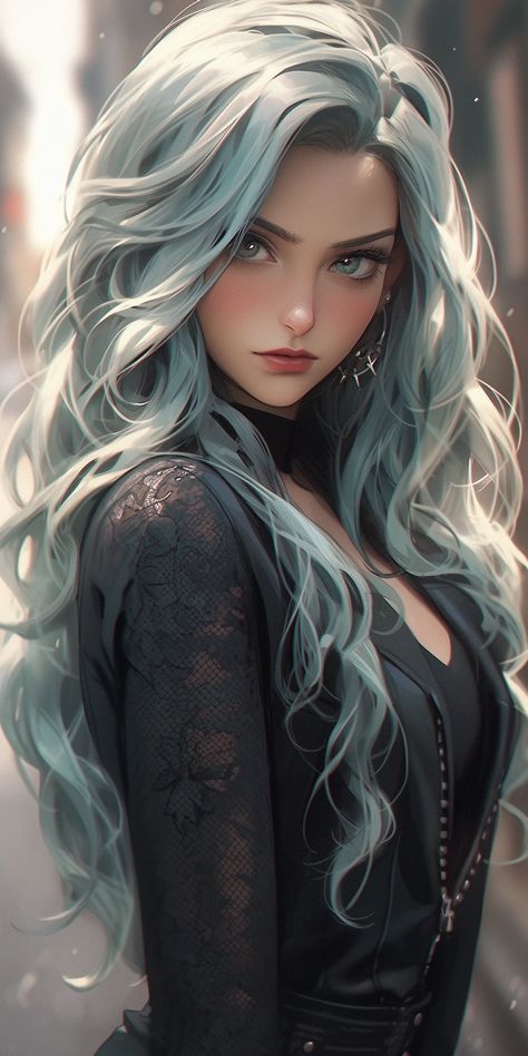 Created with Midjourney Ai #Character #Fantasy #Anime #cartoon #cyberpunk #sci-fi Blonde Villain Female, Green Hair Purple Eyes, Demonic Dragon, Cartoon Cyberpunk, Green Hair Girl, Couples Cuddling, Anime Inspiration, Dnd Inspiration, Winged Girl