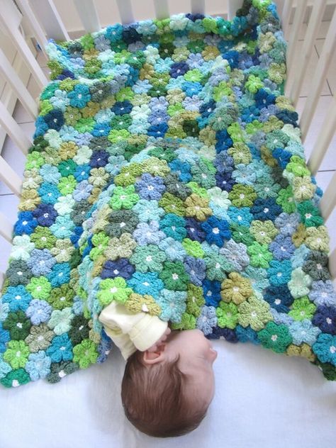 Floral Baby Blanket | This was a gift for my new-born nephew… | Flickr Puff Flower, Crochet Puff Flower, Crochet Flower Blanket, Best Baby Blankets, Floral Baby Blanket, Baby Shower Present, Confection Au Crochet, Newborn Crochet Patterns, Crochet Simple